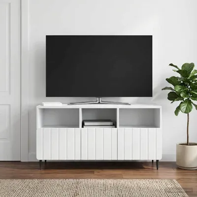 Imagen del producto de Maison Exclusive - Mueble de TV con cajones, color blanco, 102 x 34,5 x 50 cm, fabricado en material de madera