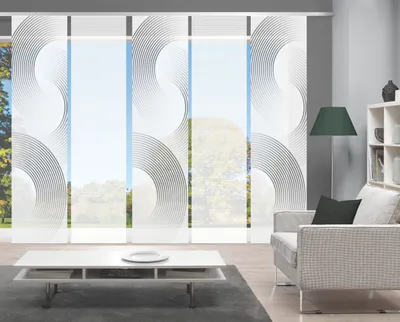 Produktbild von BEXON Schiebegardine, Halbkreismotiv, halbtransparent, 260x60 cm