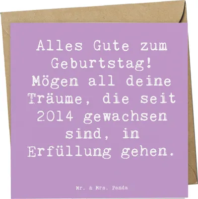 Produktbild von Mr. & Mrs. Panda Grußkarte Spruch 2014 Geburtstag Wünsche - Lavendeltraum - Geschenk, anlasskarte, Alter, doppelkarte, faltkarte, Klappkarte, Happy Birthday, seit, feiern