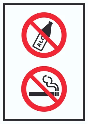 Produktbild von Schild Alkohol Rauchen verboten Symbol hochkant A5 (148x210mm)