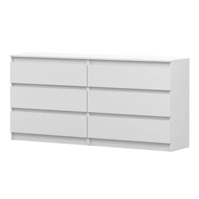Produktbild von Kommode SOLO 6S, Schlafzimmer, Sideboard Anrichte 180 cm Weiß/Weiß, sechs Schubladen, grifflos
