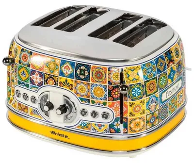 Immagine prodotto di Ariete Positano 0156/0P, 1600W, 4 fette, 3 funzioni, 6 livelli, vassoio raccogli briciole estraibile, bianco/giallo