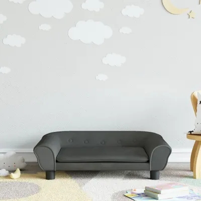 Image de The Living Store canapé pour enfants gris foncé 70x45x26 cm velours