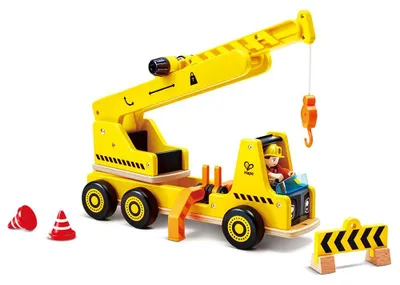 Immagine prodotto di Gru giocattolo in legno Hape - Veicolo da cantiere per bambini dai 2 anni in su