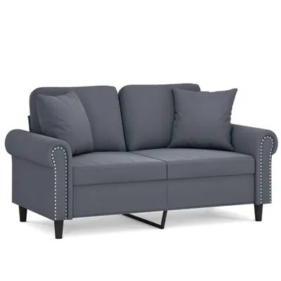 Produktbild von 2-Sitzer-Sofa mit Zierkissen Dunkelgrau 120 cm Samt