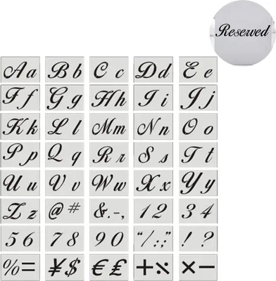 Produktbild von 40-teiliges niedliches Buchstabenschablonen-Set für Kinder – wiederverwendbare Kunsthandwerksvorlagen aus Kunststoff mit Zahlen und Zeichen – Alphabet-Schablonen mit Groß- und Kleinbuchstaben in Kalligrafie-Schrift