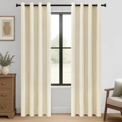 Productafbeelding van Verduisteringsgordijn met oogjes, beige, set van 2