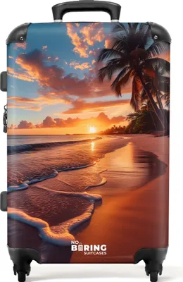 Produktbild von NoBoringSuitcases.com® Großer Koffer - Strand bei Sonnenuntergang - Kombinationsschloss TSA - Hartschalen Trolley 4 Rollen - 72 liter - Reisekoffer - 66 cmKoffer Mittelgroß 67x43x25 cm, 72L,