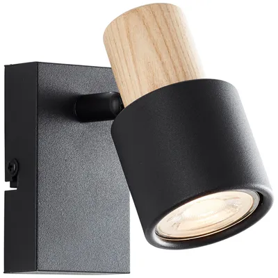 Produktbild von Brilliant Pini Wandspot GU10 Schwarz Holz 10145/76