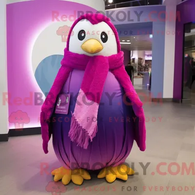 Produktbild von Magentafarbenes REDBROKOLY Pinguin-Maskottchenkostüm mit A-Linien-Kleid und Schals