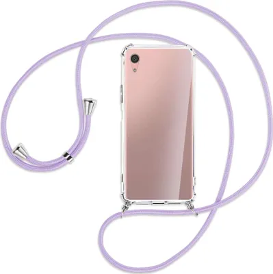 Produktbild von Handykette Backcover-Schutzhülle mit Band (Metall silberfarben) für Sony Xperia XA1 Plus - violett