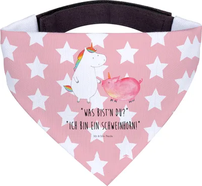 Produktbild von Mr. & Mrs. Panda Hund Halstuch Einhorn Schwein - Rot Pastell - Geschenk, Hundehalstuch, Schweinchen, Unicorn, Hunde-Halstuch, Hundetuch, Einhörner, Für Hunde, Freundin