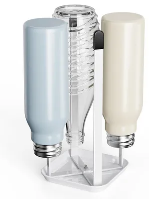 Produktbild von Flaschenhalter für SodaStream – Trockengestell aus Metall für 4 Flaschen mit Abtropfschale, Trockenständer für SodaStream Crystal und Emil Flaschen, weiß