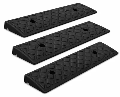 Zdjęcie produktu dla Zestaw 3 sztuk ramp wjazdowych 50 x 22 x 4 cm – rampy do krawężników – rampy wjazdowe do samochodów, motocykli, wózków inwalidzkich i przyczep