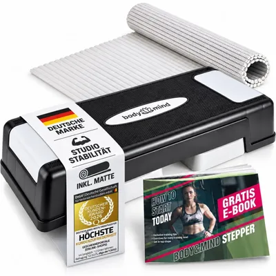 Productafbeelding van Stepper aerobic stepbank - Verstelbaar 10, 15 of 20 cm - Met antislipmat - Voor thuis fitness