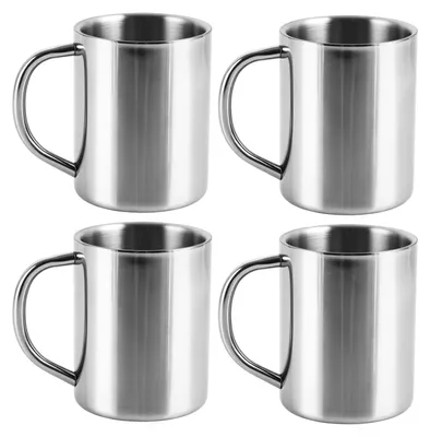 Produktbild von Set aus 4 Edelstahlbechern von 400 ml für Camping