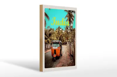Produktbild von Holzschild Reise 20x30cm Indien Straße Tuk Tuk Taxi Asien