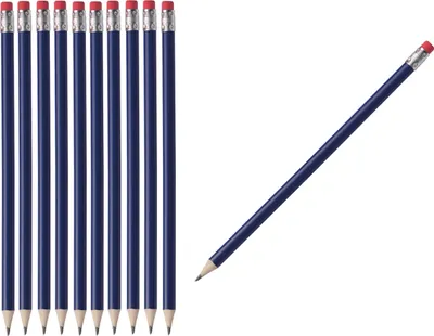 Produktbild von 100 Bleistifte mit Radierer / HB / ohne Herstellerlogo / Farbe: lackiert blau