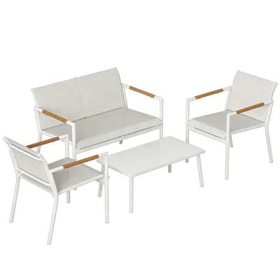 Produktbild von Outsunny Gartenmöbel Set Sitzgruppe für 4 Personen Atmungsaktiv Gartenlounge
