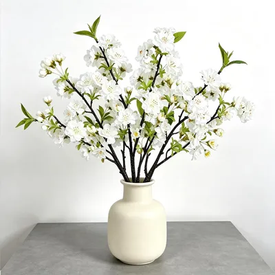 Produktbild von Set von 4 Weißen Kunstblumen Kirschblüte