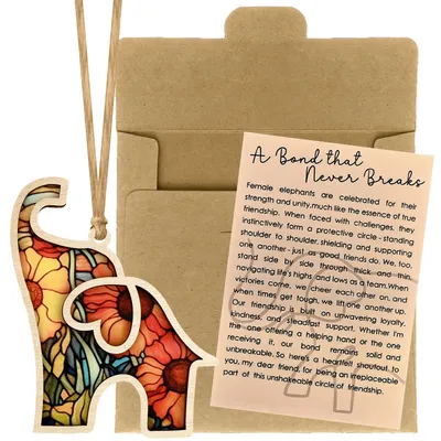 Holz-Elefant Freundschaftsornament, bunt, 7,3x10,7 cm, Hängedeko