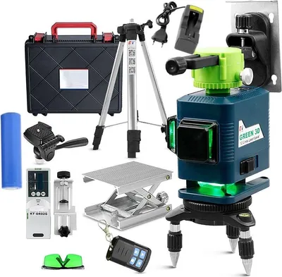 Zdjęcie produktu dla Happyment samopoziomujący laser krzyżowy PRO - Poziomica laserowa - Skaner linii - 12 linii - 360° w poziomie i pionie - W zestawie statyw i walizka do przechowywania