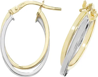 Produktbild von 9 Karat (375) Bicolor Gold Damen - Creolen / Ohrringe - 19mm*4mm; TRS16015