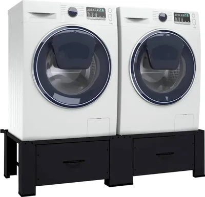 Produktbild von vidaXL Waschmaschinen-Podest 2 pcs Schwarz 127 x 54,5 x 32,5 cm Stahl