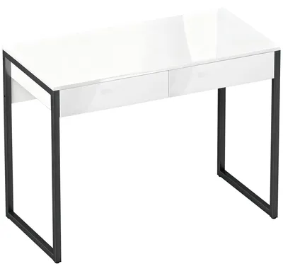 Produktbild von Schreibtisch 100 x 50 cm Computertisch Bürotisch mit 2 Schubladen, für kleine Räume, Weiß