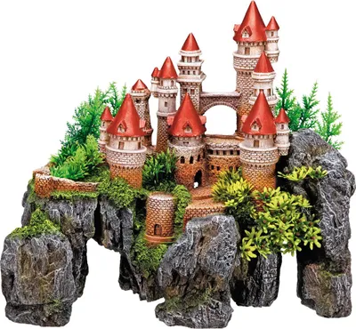 Image de Aqua Ornaments "CHÂTEAU" avec plantes 37 x 20,5 x 31,5 cm