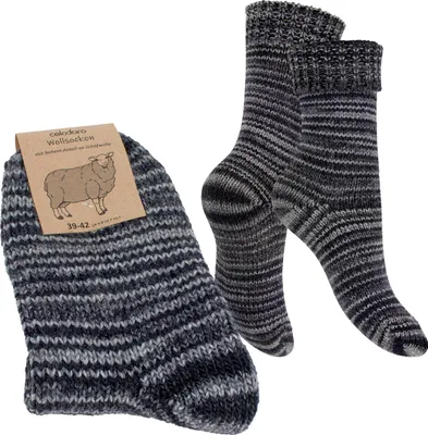 Produktbild von Celodoro Damen & Herren Mouline Wollsocken mit Umschlag (1 Paar) - Grau 35-38