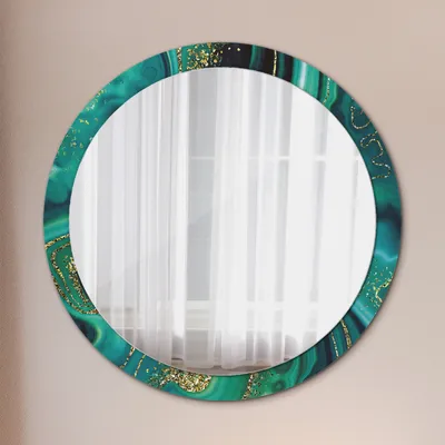 Produktbild von Ø100cm Modern Spiegel - Wandspiegel Wandmontage- Schlafzimmer - smaragd grün marmor