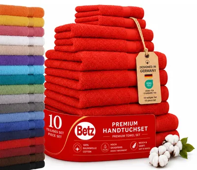 Produktbild von Betz Premium Classic Frottier Handtuch-Set 10-teilig - 2X Liegetücher - 4X Handtücher - 2X Gästetücher - 2X Seiftücher - Rot
