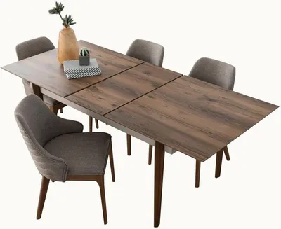 Immagine prodotto di Set completo per sala da pranzo Tavolo da pranzo 4x sedie imbottite marroni Set da 5 pezzi