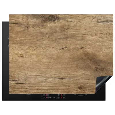 Obrázek produktu pro KitchenYeah® Krycí deska na sporák dřevo - hnědá - vzhled dřeva, 77x59cm, dekorace do kuchyně, keramická krycí deska na sporák, krycí deska na sporák