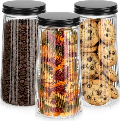 Immagine prodotto di Vilde | Barattoli in vetro con coperchio in metallo - Set da 3 pezzi - Contenitori per alimenti 1,4 L
