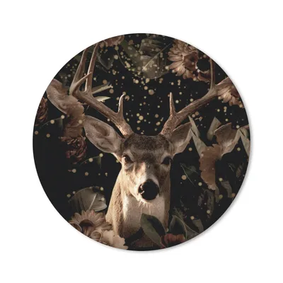 Produktbild von MuchoWow® Mauspad Mousepad Hirsche - Blumen - Licht - Botanisch 50x50 cm - Mousepads - Maus Mat - Pad - Mausunterlage - Vinyl
