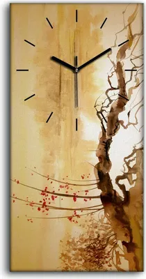 Produktbild von Wanduhr Uhr Wandbild Leinwand 30x60 Malerei Abstrakte Aquarell Zweig Kunst - schwarze Hände