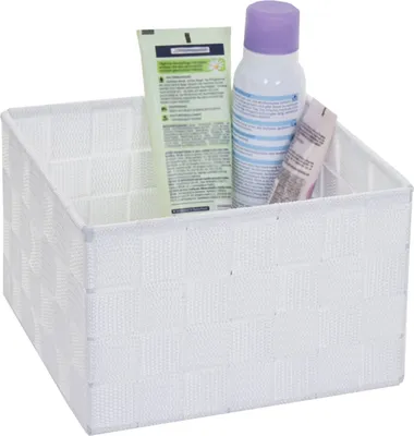Obrázek produktu pro Úložný koš HWC-C37, Dekorativní koš Úložný policový koš Deco 12x19x19cm  bílá