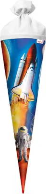 Produktbild von ROTH Schultüte groß Weltraum 70 cm rund Rot(h)-Spitze Filzverschluss Zuckertüte Schulanfang