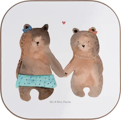Produktbild von Mr. & Mrs. Panda Untersetzer für Gläser Bär Freundin - Weiß - Geschenk, Beste Freund Liebe Liebesbeweis Verliebt Kumpel Kumpeliene, Tischuntersetzer, Tassen, Coaster