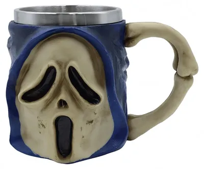 Gruselige Mok mit Totenkopf-Henkel, 12 oz, Halloween-Tasse