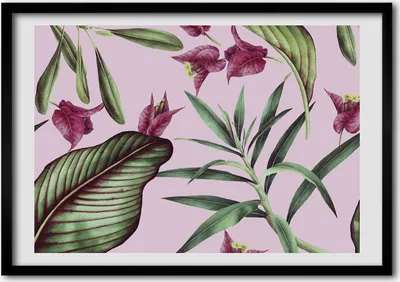 Produktbild von Bild - Bilder - Bilderrahmen - 70 cm x 50 cm - MDF-Rahmen, Wandkunst tropische Blumen