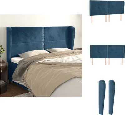 Produktbild von vidaXL Kopfteil mit Ohren Dunkelblau 203x23x118/128 cm Samt -  Kopf- & Fußenden