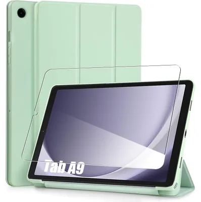 Image de Coque + Verre Trempé pour Samsung Galaxy Tab A9 (8,7 Pouces) Protection Anti-Rayures avec Support - Vert