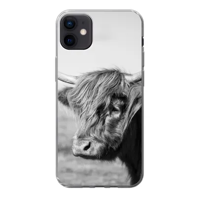 Produktbild von MuchoWow® Handyhülle Schutzhülle Hülle für iPhone 12 mini Schottischer Highlander - Tiere - Schwarz - Weiß Silikon Softcase Handy Hülle - Bild