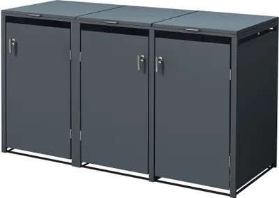 Produktbild von ML-Design Mülltonnenbox 3er für 3 Tonnen, 240L, 200x80x116,3 cm, Anthrazit, Stahl, wetterfest/abschließbar