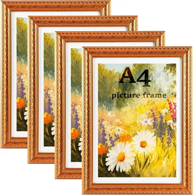 Zdjęcie produktu dla Ramka na zdjęcia 21 x 29,7 cm, zestaw 4 sztuk, kolor złoty, na zdjęcia