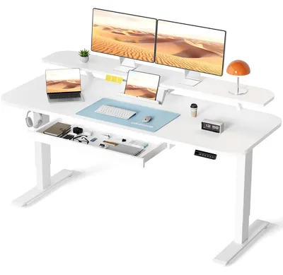 Elektrischer Schreibtisch 120x60 cm, höhenverstellbar, weiß