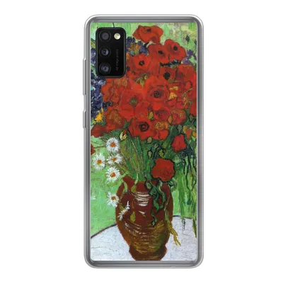 Produktbild von MuchoWow® Handyhülle Schutzhülle Hülle für Samsung Galaxy A41 Vase mit roten Mohnblumen und Gänseblümchen - Vincent van Gogh Silikon Softcase Handy Hülle - Mobiltelefon